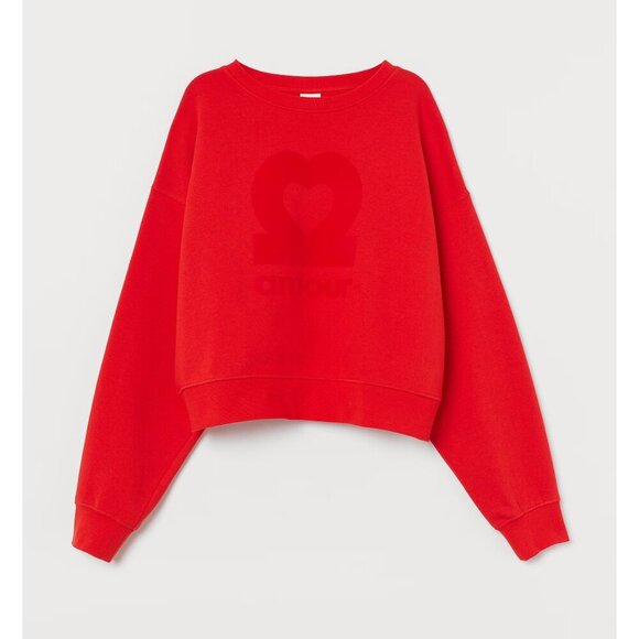 EUC H&M “Amour” graphic print & text oversized sweatshirt, M - Picture 2 of 5